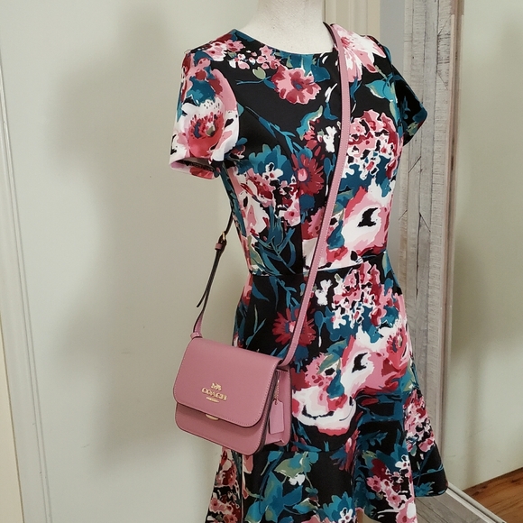 Coach Leather Crossbody Mini Brynn Handbag In Gold & True Pink - Picture 3 of 16